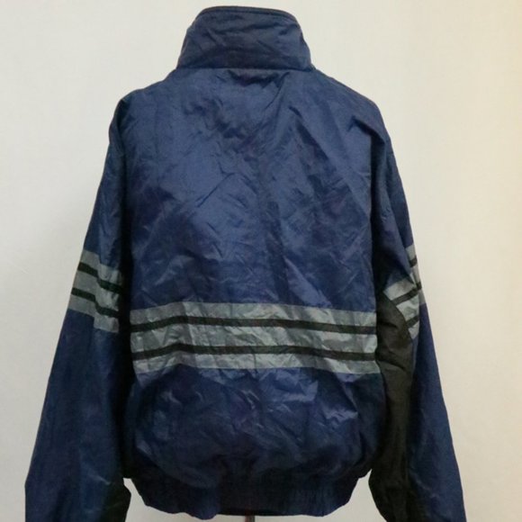 PROACTIVE 90s Navy Striped Zip Up Windbreaker VTG - Picture 3 of 6